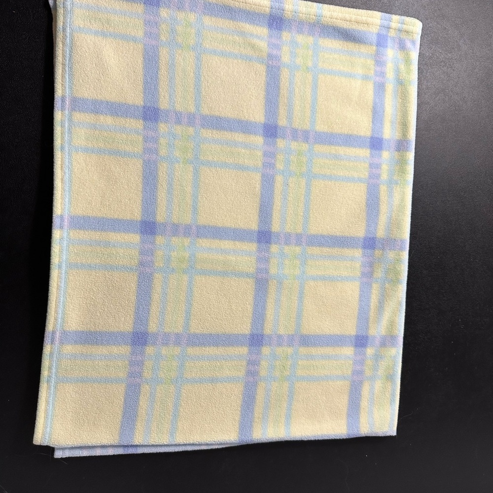 Vtg Carters Carter’s Yellow Blue Plaid Fleece Lovey Baby Security Blanket 33x28